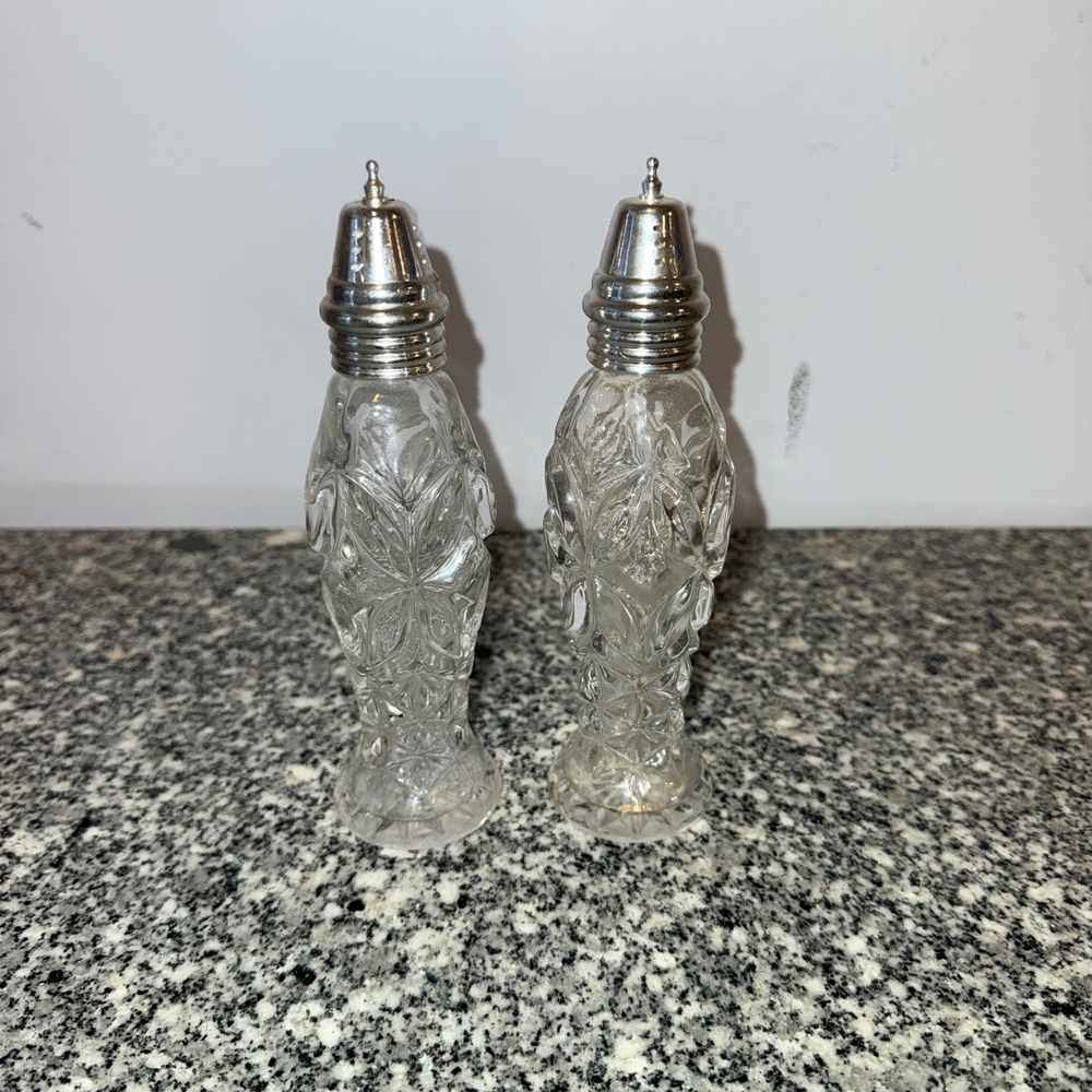 HOFBAUER The Byrds Lead Crystal Salt and Pepper Shaker set 7.5" W.Germany Glass